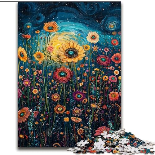 Puzzle für Erwachsene, 1000 Teile, psychedelisches Blumenölgemälde, Familienunterhaltungsspielzeug, ganze Familie, ab 14 Jahren (Größe 26x38cm) von MrChunlong