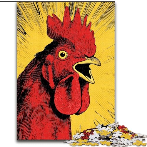Puzzle für Erwachsene, 1000 Teile, roter Hahn, hilft dem Gehirn, süchtig machendes Spielzeug zu trainieren, um Geduld zu fördern und das Gedächtnis zu verbessern (Größe 26x38cm) von MrChunlong