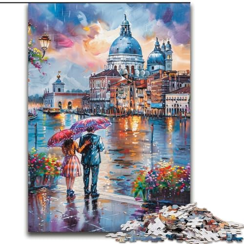 Puzzle für Erwachsene, 1000 Teile, schöne Stadtlandschaft in Aquarell, anspruchsvolles Spiel und Familienspiel mit vollständig ineinandergreifenden, zufällig geformten Teilen (Größe 50x75cm) von MrChunlong