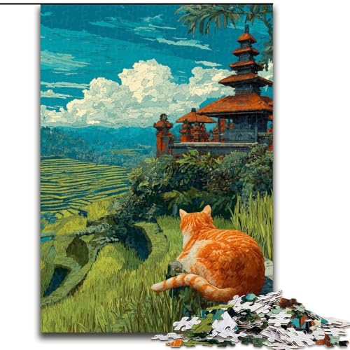 Puzzle für Erwachsene, 1000 Teile, schöne orange Katze, Familienunterhaltungsspielzeug, ganze Familie, ab 14 Jahren (Größe 50x75cm) von MrChunlong
