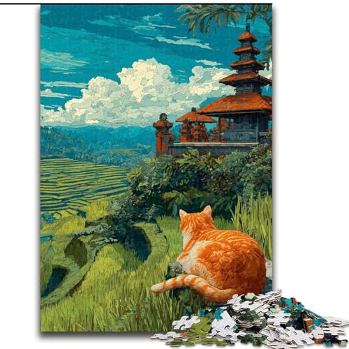 Puzzle für Erwachsene, 1000 Teile, schöne orange Katze, anspruchsvolles Spiel und Familienspiel mit vollständig ineinandergreifenden, zufällig geformten Teilen (Größe 26x38cm) von MrChunlong