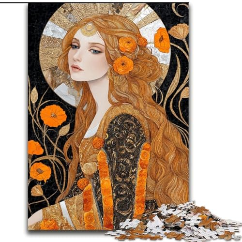 Puzzle für Erwachsene, 1000 Teile, schönes goldenes Mädchen, Familienunterhaltungsspielzeug, ganze Familie, ab 14 Jahren (Größe 50x75cm) von MrChunlong