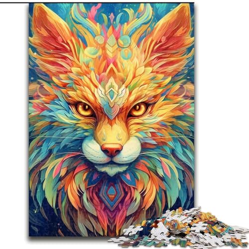Puzzle für Erwachsene, 1000 farbenfrohe Fuchs-Kunst-Puzzles aus Pappe, entwickelt Hand-Auge-Koordinationsfähigkeiten, 1000 Teile(26x38cm) von MrChunlong