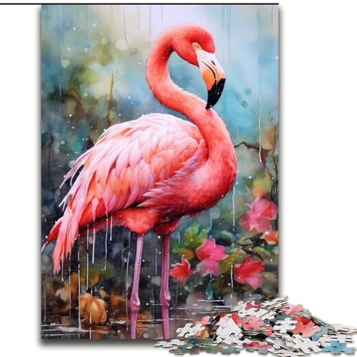 Puzzle für Erwachsene, 1000-teiliges Flamingo-Blumen-Puzzle aus Holz, ideales Urlaubs- oder Geburtstagsgeschenk, Partyspielspielzeug, 1000 Teile(50x75cm) von MrChunlong