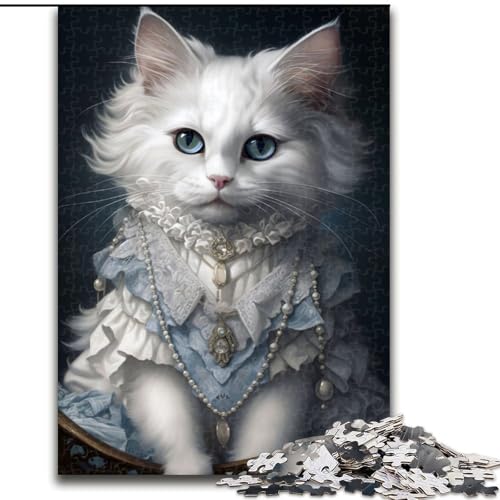 Puzzle für Erwachsene, 1000-teiliges Flauschiges weißes Kätzchen-Puzzle aus Holz, perfekt für Halloween, Weihnachten, Geburtstagsgeschenk, 1000 Teile(50x75cm) von MrChunlong