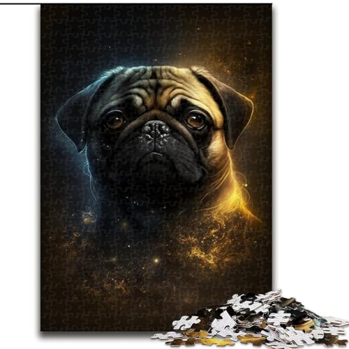 Puzzle für Erwachsene, 1000-teiliges Goldener Mops-Puzzle aus Holz, entspannende Unterhaltung, Heimdekoration, 1000 Teile(50x75cm) von MrChunlong