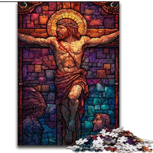 Puzzle für Erwachsene, 1000-teiliges Puzzle, Buntglas-Jesus, Lernspielzeug für Erwachsene, ganze Familie ab 14 Jahren (Größe 50x75cm) von MrChunlong