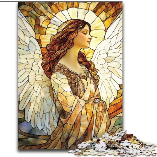 Puzzle für Erwachsene, 1000-teiliges Puzzle, Buntglasengel, Lernspielzeug für Erwachsene, ganze Familie ab 14 Jahren (Größe 50x75cm) von MrChunlong