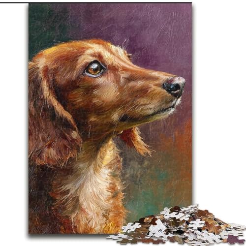 Puzzle für Erwachsene, 1000-teiliges Puzzle, Dackel-Ölgemälde, Lernspielzeug für Erwachsene, ganze Familie ab 14 Jahren (Größe 50x75cm) von MrChunlong