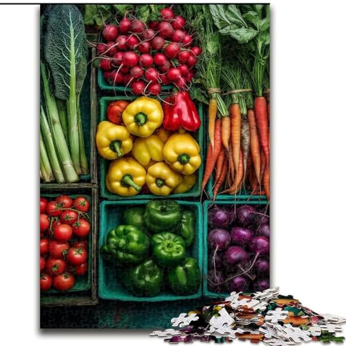 Puzzle für Erwachsene, 1000-teiliges Puzzle, Gemüsecollage, dekomprimierendes intellektuelles Lernspielzeug, ganze Familie (Größe 26x38cm) von MrChunlong