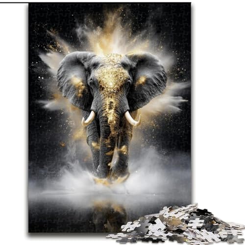 Puzzle für Erwachsene, 1000-teiliges Puzzle, Goldener schwarzer Elefant, dekomprimierendes intellektuelles Lernspielzeug, ganze Familie (Größe 50x75cm) von MrChunlong