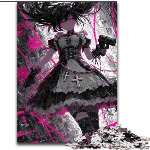Puzzle für Erwachsene, 1000-teiliges Puzzle, Gothic-Anime-Mädchen, Lernspielzeug, einzigartige Geburtstags- und Geschenkideen für Kinder ab 14 Jahren (Größe 26x38cm) von MrChunlong