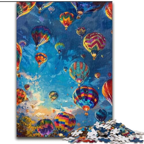 Puzzle für Erwachsene, 1000-teiliges Puzzle, Heißluftballon-Ölgemälde, Lernspielzeug für Erwachsene, ganze Familie ab 14 Jahren (Größe 26x38cm) von MrChunlong