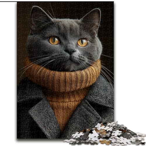 Puzzle für Erwachsene, 1000-teiliges Puzzle, Katze im Pullover, Lernspielzeug für Erwachsene, ganze Familie ab 14 Jahren (Größe 50x75cm) von MrChunlong
