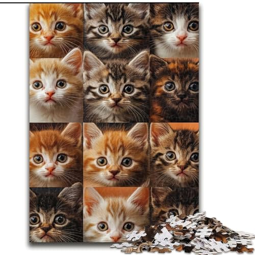 Puzzle für Erwachsene, 1000-teiliges Puzzle, Katzencollage, Lernspielzeug für Erwachsene, ganze Familie ab 14 Jahren (Größe 50x75cm) von MrChunlong