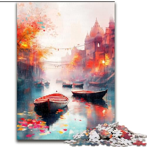 Puzzle für Erwachsene, 1000-teiliges Puzzle, Ölgemälde auf dem Boot, Lernspielzeug für Kinder und Jugendliche, ganze Familie ab 14 Jahren (Größe 26x38cm) von MrChunlong