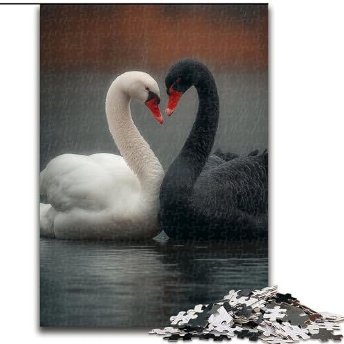 Puzzle für Erwachsene, 1000-teiliges Puzzle, Schwarz-Weiß-Schwan, Lernspielzeug für Erwachsene, ganze Familie ab 14 Jahren (Größe 26x38cm) von MrChunlong