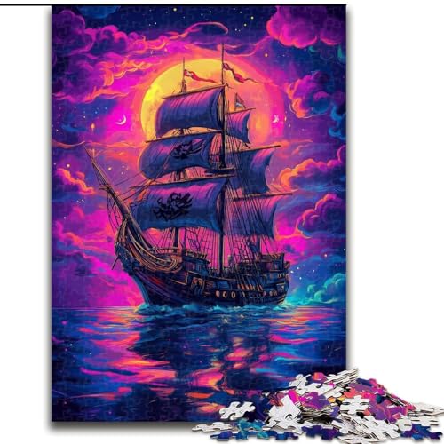 Puzzle für Erwachsene, 1000-teiliges Puzzle, Seepiratenschiff, Lernspielzeug für Erwachsene, ganze Familie ab 14 Jahren (Größe 26x38cm) von MrChunlong