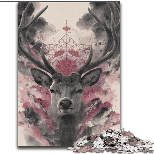 Puzzle für Erwachsene, 1000-teiliges Puzzle, Tierhirsch, dekomprimierendes intellektuelles Lernspielzeug, ganze Familie (Größe 50x75cm) von MrChunlong