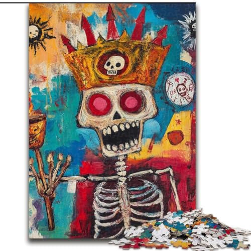 Puzzle für Erwachsene, 1000-teiliges Puzzle, Totenkopfkrone im Basquiat-Stil, Lernspielzeug für Kinder und Jugendliche, ganze Familie ab 14 Jahren (Größe 26x38cm) von MrChunlong
