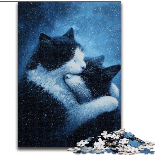 Puzzle für Erwachsene, 1000-teiliges Puzzle, künstlerische abstrakte Schwarze Katze, Lernspielzeug für Kinder und Jugendliche, ganze Familie ab 14 Jahren (Größe 26x38cm) von MrChunlong