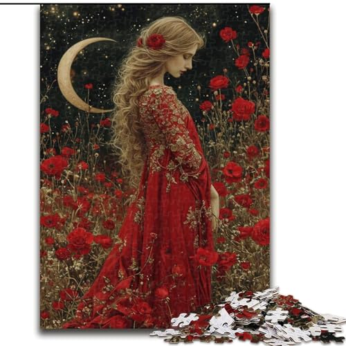 Puzzle für Erwachsene, 1000-teiliges Puzzle, schönes Mädchen mit Blumen, Lernspielzeug für Kinder ab 14 Jahren, ganze Familie (Größe 50x75cm) von MrChunlong