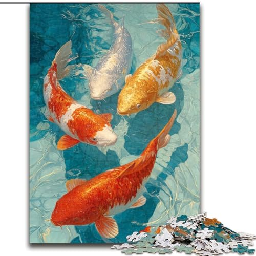 Puzzle für Erwachsene, 1000-teiliges Puzzle, schwimmender Koi, Lernspielzeug für Erwachsene, ganze Familie ab 14 Jahren (Größe 26x38cm) von MrChunlong
