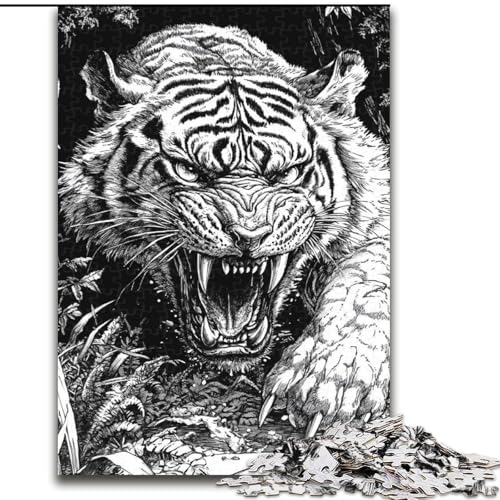 Puzzle für Erwachsene, 1000-teiliges Puzzle, weißer Tiger, Lernspielzeug für Erwachsene, ganze Familie ab 14 Jahren (Größe 50x75cm) von MrChunlong