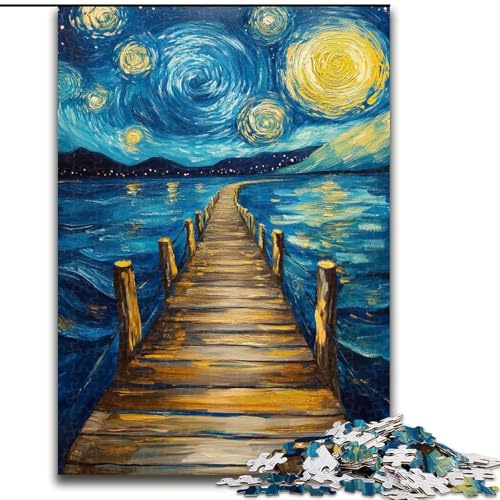 Puzzle für Erwachsene, 1000-teiliges Puzzle Brücke unter dem Nachthimmel, Lernspielzeug, einzigartige Geburtstags- und Geschenkideen für Kinder ab 14 Jahren (Größe 26x38cm) von MrChunlong