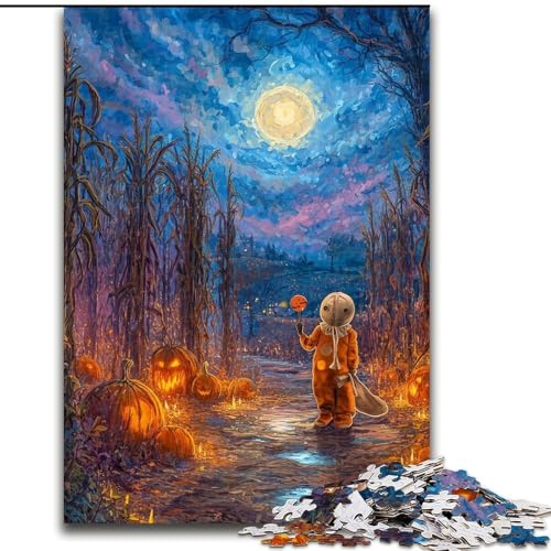 Puzzle für Erwachsene, 1000-teiliges Puzzle Halloween unter dem Nachthimmel, Lernspielzeug, einzigartige Geburtstags- und Geschenkideen für Kinder ab 14 Jahren (Größe 26x38cm) von MrChunlong