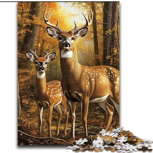 Puzzle für Erwachsene, 1000-teiliges Puzzle Hirsch, Lernspielzeug für Erwachsene, ganze Familie ab 14 Jahren (Größe 26x38cm) von MrChunlong