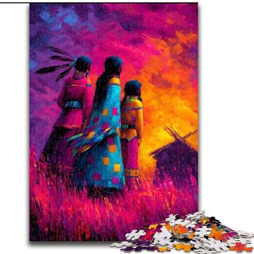 Puzzle für Erwachsene, 1000-teiliges Puzzle Indianerin, Lernspielzeug für Erwachsene, ganze Familie ab 14 Jahren (Größe 50x75cm) von MrChunlong