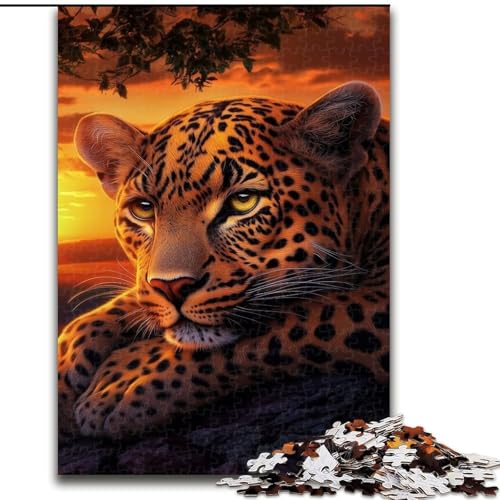 Puzzle für Erwachsene, 1000-teiliges Puzzle Leopard bei Sonnenuntergang, Lernspielzeug, einzigartige Geburtstags- und Geschenkideen für Kinder ab 14 Jahren (Größe 26x38cm) von MrChunlong