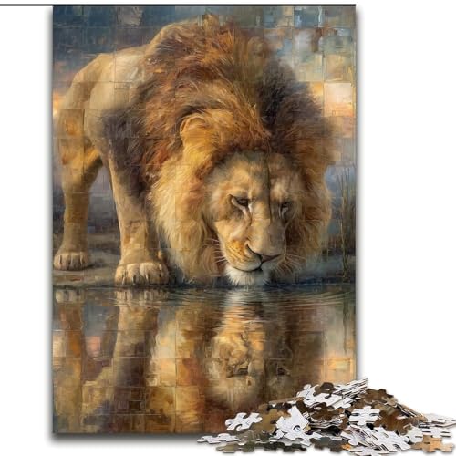 Puzzle für Erwachsene, 1000-teiliges Puzzle Löwenreflexion, dekomprimierendes intellektuelles Lernspielzeug ganze Familie (Größe 26x38cm) von MrChunlong