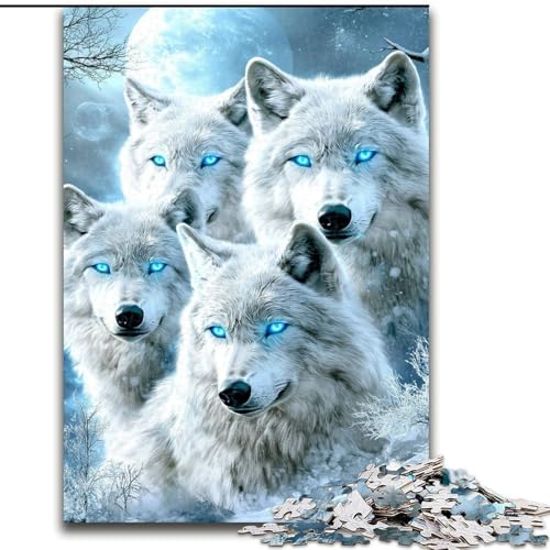 Puzzle für Erwachsene, 1000-teiliges Puzzle Schneewolf, Lernspielzeug für Erwachsene, ganze Familie ab 14 Jahren (Größe 26x38cm) von MrChunlong
