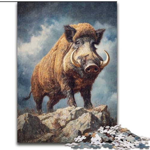 Puzzle für Erwachsene, 1000-teiliges Puzzle Wildschwein auf dem Berg, Lernspielzeug, einzigartige Geburtstags- und Geschenkideen für Kinder ab 14 Jahren (Größe 26x38cm) von MrChunlong