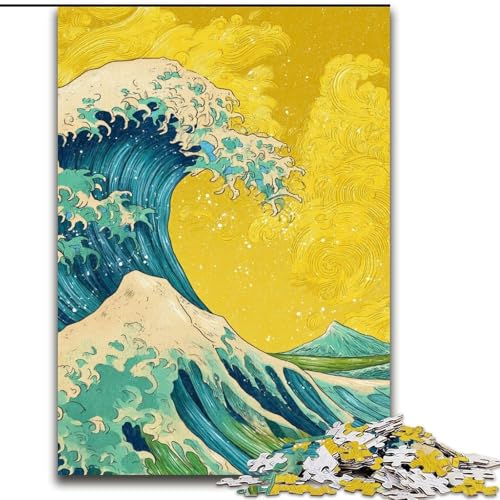 Puzzle für Erwachsene, 1000-teiliges Puzzle mit Wellen im japanischen Stil, Lernspielzeug, einzigartige Geburtstags- und Geschenkideen für Kinder ab 14 Jahren (Größe 26x38cm) von MrChunlong
