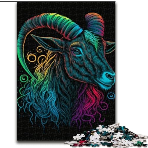 Puzzle für Erwachsene, 1000-teiliges Tierziegen-Puzzle aus Holz, perfekt für Halloween, Weihnachten, Geburtstagsgeschenk, 1000 Teile(50x75cm) von MrChunlong