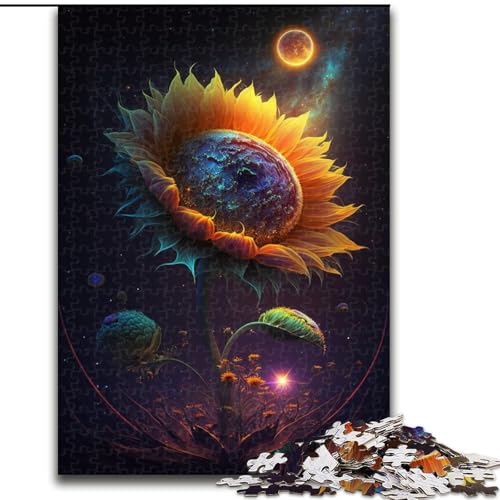 Puzzle für Erwachsene, 1000-teiliges Weltraum-Sonnenblumen-Puzzle aus Holz, Weihnachten, Halloween, Ostern, Neujahr, 1000 Teile(50x75cm) von MrChunlong