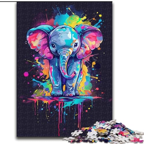 Puzzle für Erwachsene,1000 Teile,Bunte Elefantenbabys aus Holz,perfekte DIY-Kunstdekoration oder Geburtstagsgeschenk,50x75cm,Spaß für die ganze Familie,Basteln,perfekt für Geburtstage,Feiertage von MrChunlong