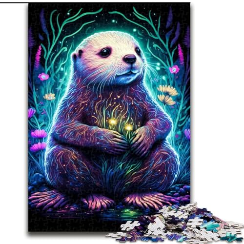 Puzzle für Erwachsene 1000 Otter Neon aus Holz, Spielzeug, Geschenk, pädagogisches, intellektuelles, entspannendes Familienspiel, 50x75cm, für interaktives Familienspiel von MrChunlong