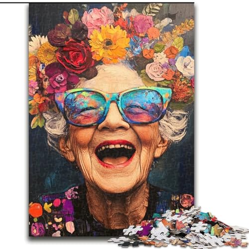 Puzzle für Erwachsene 1000 Teile Glückliche Oma, Spielzeug, Lernspiele, Stressabbau, Eltern-Kind-Interaktion (Größe 50x75cm) von MrChunlong
