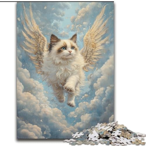 Puzzle für Erwachsene 1000 Teile Katze mit Flügeln, Spielzeug, Lernspiele, Stressabbau, Eltern-Kind-Interaktion (Größe 50x75cm) von MrChunlong