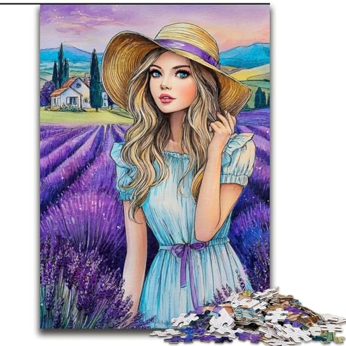 Puzzle für Erwachsene 1000 Teile Lavendelmädchen, Spiele, Spielzeug, Geschenk, einzigartige Geburtstags- und Geschenkideen für Kinder ab 14 Jahren (Größe 26x38cm) von MrChunlong