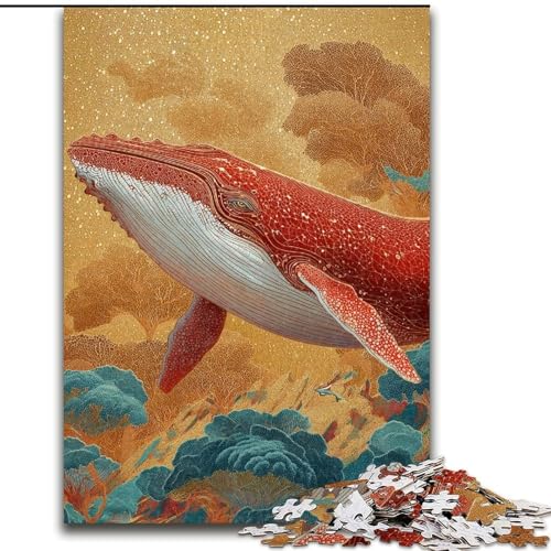 Puzzle für Erwachsene 1000 Teile Roter Wal, Spielzeug, Lernspiele, Stressabbau, Eltern-Kind-Interaktion (Größe 50x75cm) von MrChunlong