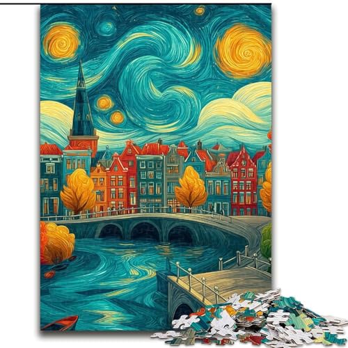 Puzzle für Erwachsene 1000 Teile Stadt unter dem Nachthimmel, Spielzeug, Lernspiele, Stressabbau, Eltern-Kind-Interaktion (Größe 50x75cm) von MrChunlong