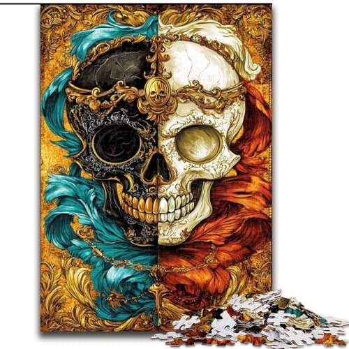 Puzzle für Erwachsene 1000 Teile Totenkopffedern, Spiele, Spielzeug, Geschenk, einzigartige Geburtstags- und Geschenkideen für Kinder ab 14 Jahren (Größe 26x38cm) von MrChunlong