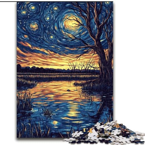 Puzzle für Erwachsene 1000 Teile Van Gogh Nachthimmel, Spielzeug, Lernspiele, Stressabbau, Eltern-Kind-Interaktion (Größe 26x38cm) von MrChunlong