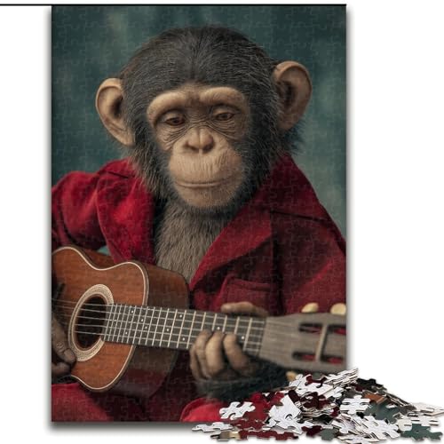 Puzzle für Erwachsene mit 1000 Teilen, AFFE spielt Gitarre, Familienunterhaltungsspielzeug ganze Familie für Personen ab 14 Jahren (Größe 26x38cm) von MrChunlong