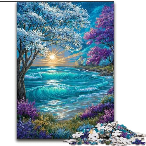 Puzzle für Erwachsene mit 1000 Teilen, Bäume am Meer, Familienunterhaltungsspielzeug, ganze Familie, ab 14 Jahren (Größe 26x38cm) von MrChunlong